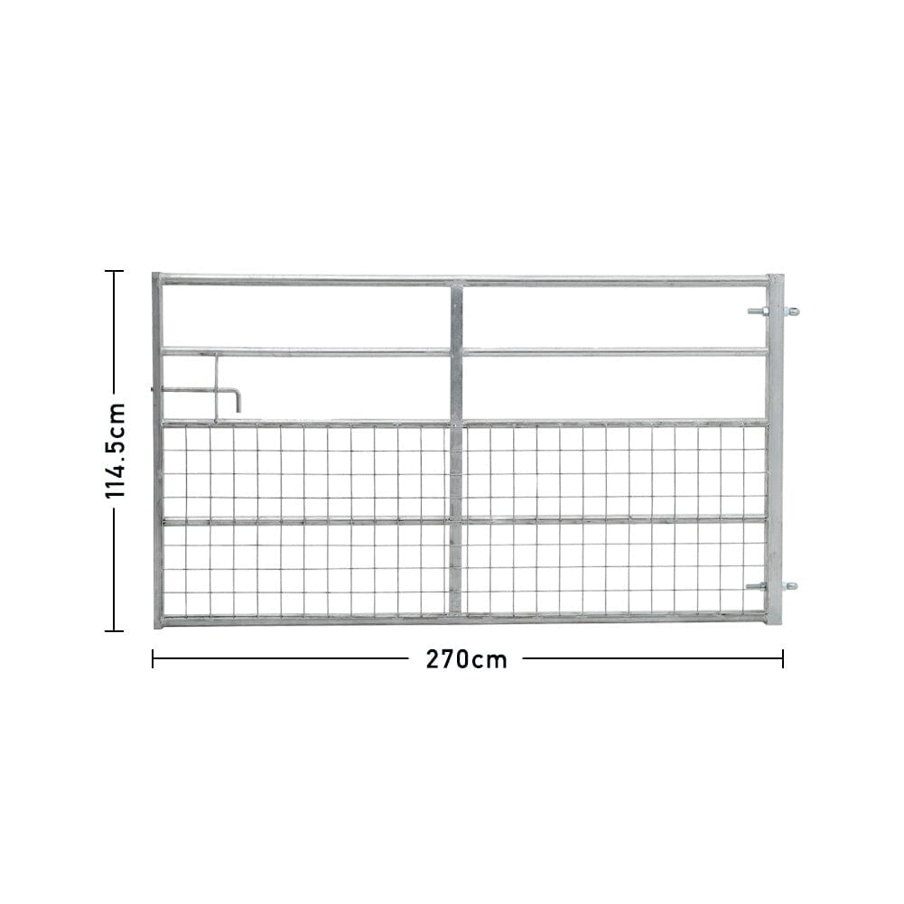 Durable and Rust-Resistan Half Mesh Metal Field Farm Gate Farm Gates Living and Home 9FT/2.4M 