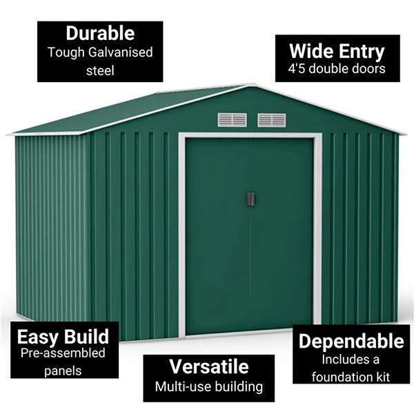 Garden Steel Shed with Gabled Roof Top Garden storage Living and Home 