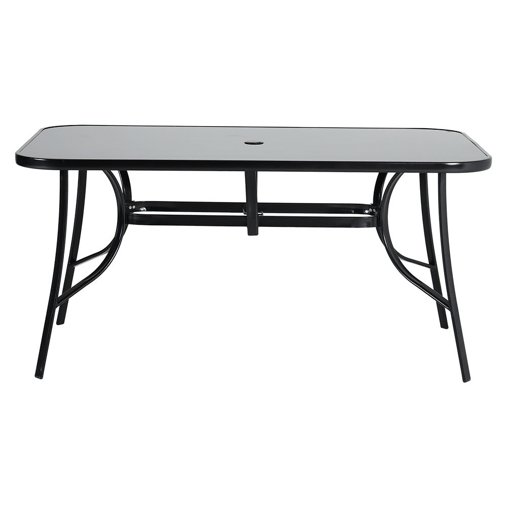 Outdoor Rectangular Dining Table with Umbrella Hole for Garden and Patio Garden Dining Table Living and Home 