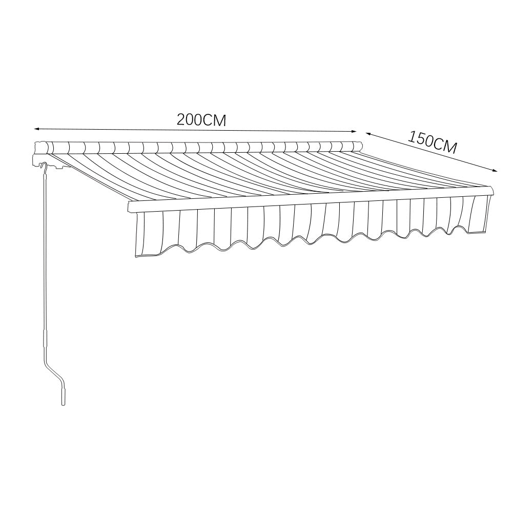 Retractable Patio Awning - Manual Shelter - Blue & White Awnings Living and Home L 200 x W 150 cm 