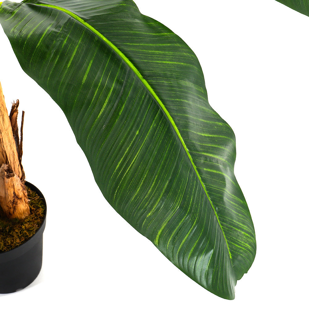 Lifelike Banana Artificial Tree 3 Trunk in Black Planter Artificial Flora Living and Home 