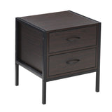 Retro Style Wooden Bedside Cabinet Metal Frame Nightstand with 2 Drawers Cabinets Living and Home 