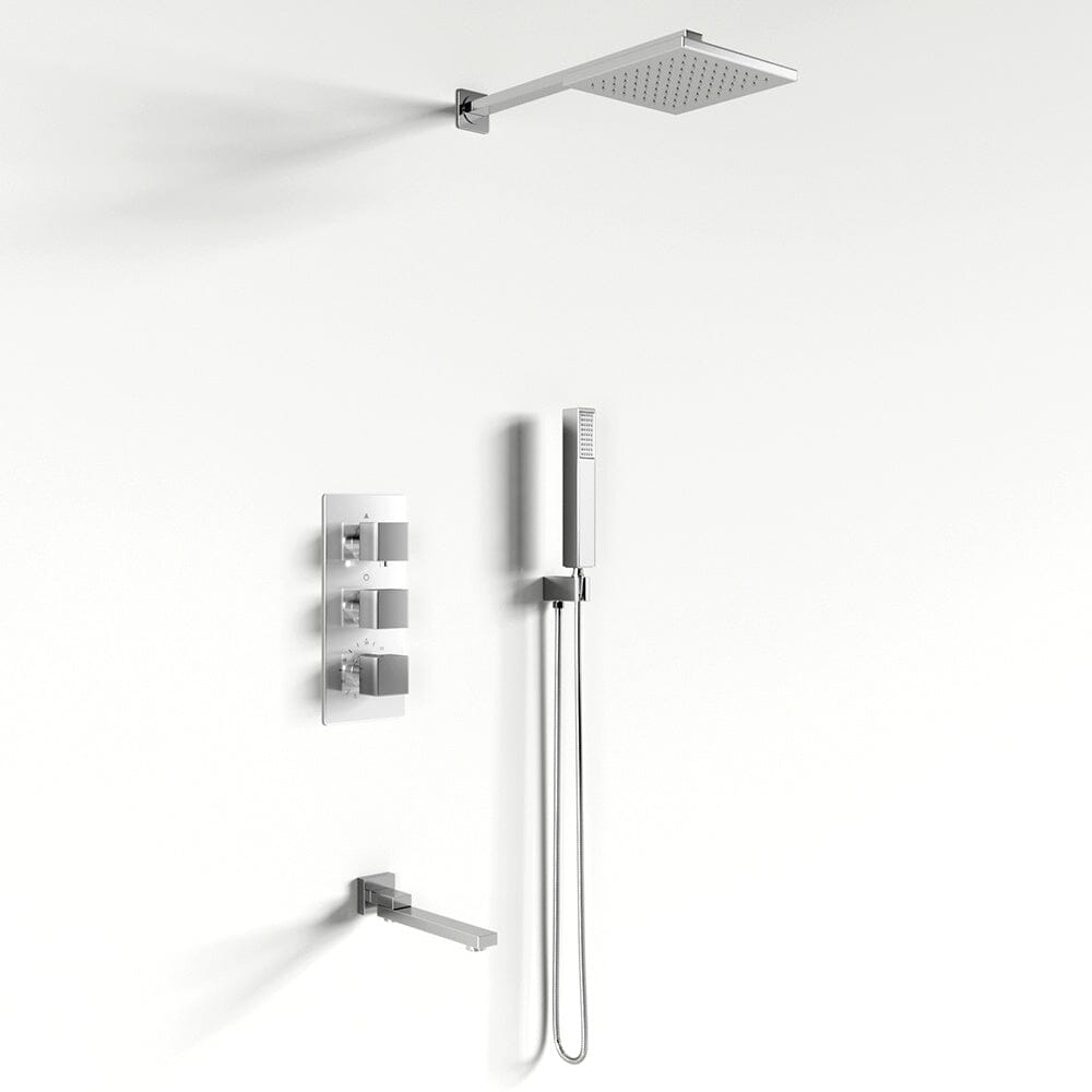 Chrome Square/Tound Thermostatic Shower Mixer Set Bathroom Shower Living and Home 