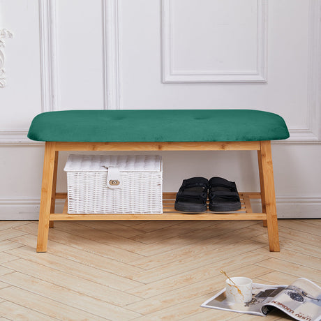 Shoe Bench Bamboo 2 Tier with Shoe Storage Rack Bench Living and Home 