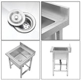 Commercial Kitchen Sink Stainless Steel Wash Basin with Single Bowl Kitchen Sink Living and Home 