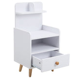 White Wooden Bedside Table with Wooden Legs and Drawers Cabinets Living and Home 