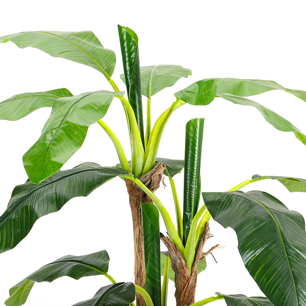 Lifelike Banana Artificial Tree 3 Trunk in Black Planter Artificial Flora Living and Home 