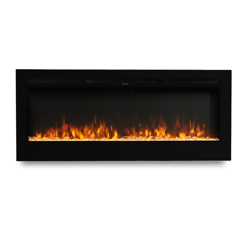 40 Inch Electric Fireplace Glass Panel Colorful Flame Insert Wall Mounted Heater Fireplaces Living and Home 