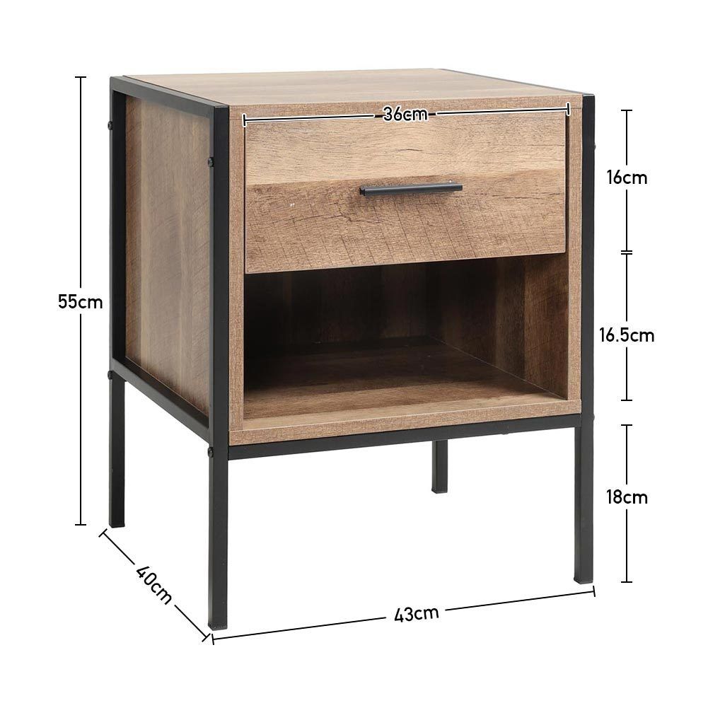 Storage Bedside Table 2 Shelves End Table Industrial Nightstand End Tables Living and Home 