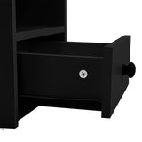 Minimalist Black Wooden Bedside Table with Drawers Cabinets Living and Home 