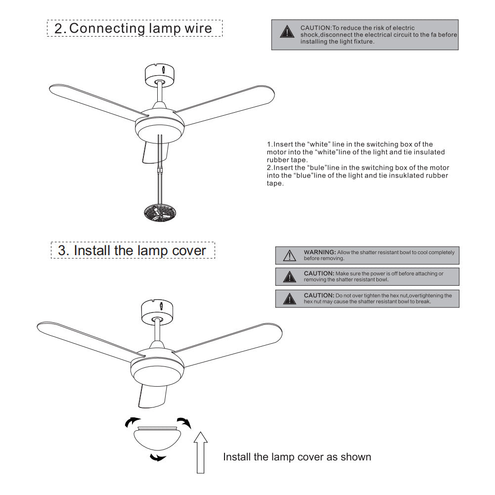 Silver 3 Blade Ceiling Fan with LED Lamp & Remote Control 42Inch Ceiling Light Living and Home 