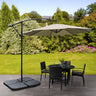 3M Taupe Sun Parasol Hanging Banana Umbrella Parasols Living and Home Cross base + Petal water tank base 