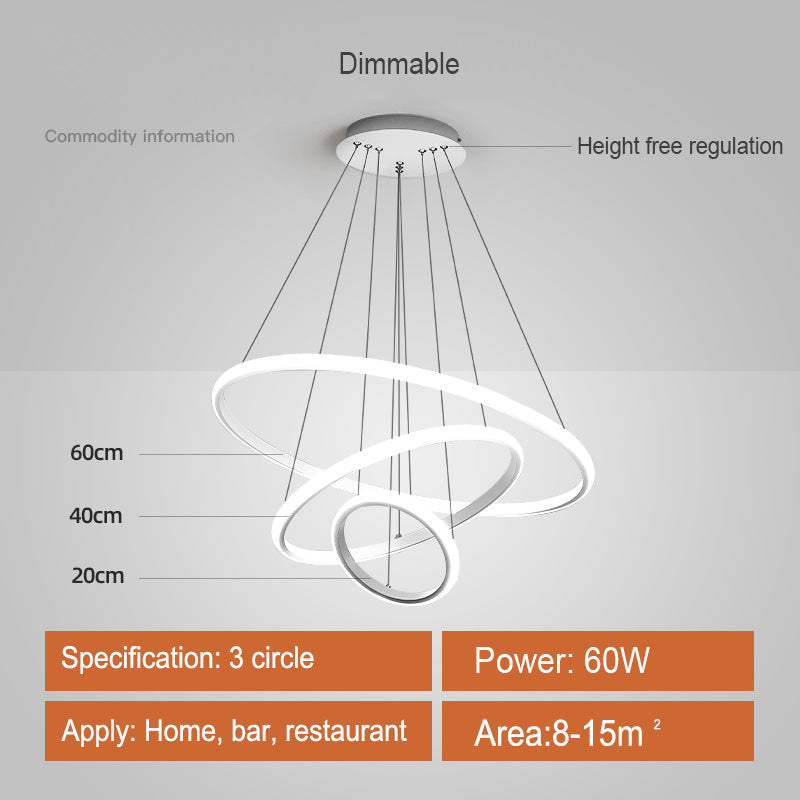 Modern LED Pendant with 3 Circle Rings - Dimmable Pendant Living and Home 