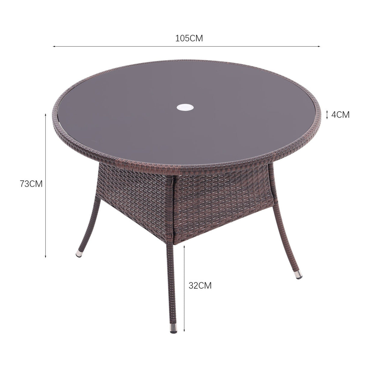 105cm Round/ Square Coffee Table Bistro Outdoor Garden Patio Tables & Parasol Hole Garden Dining Table Living and Home 