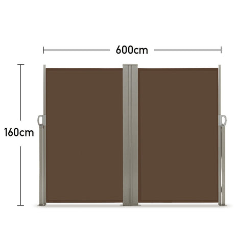 Retractable Double Side Awning - Brown Awnings Living and Home W 600 x H 160 cm 