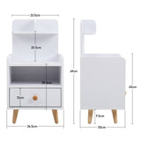 White Wooden Bedside Table with Wooden Legs and Drawers Cabinets Living and Home 