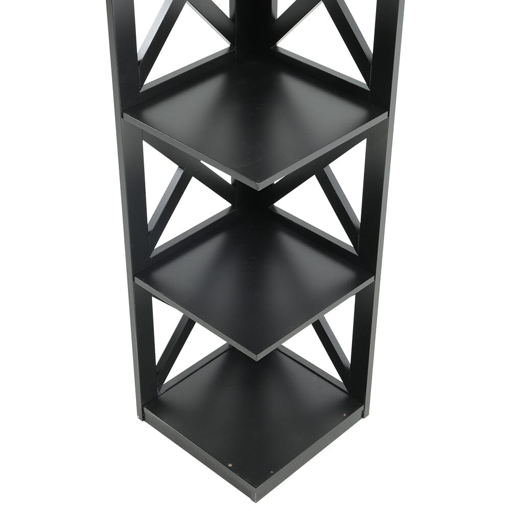 Black/White Wooden 5 tier Rectangular Vertical Living Room Shelf Shelves & Racks Living and Home 