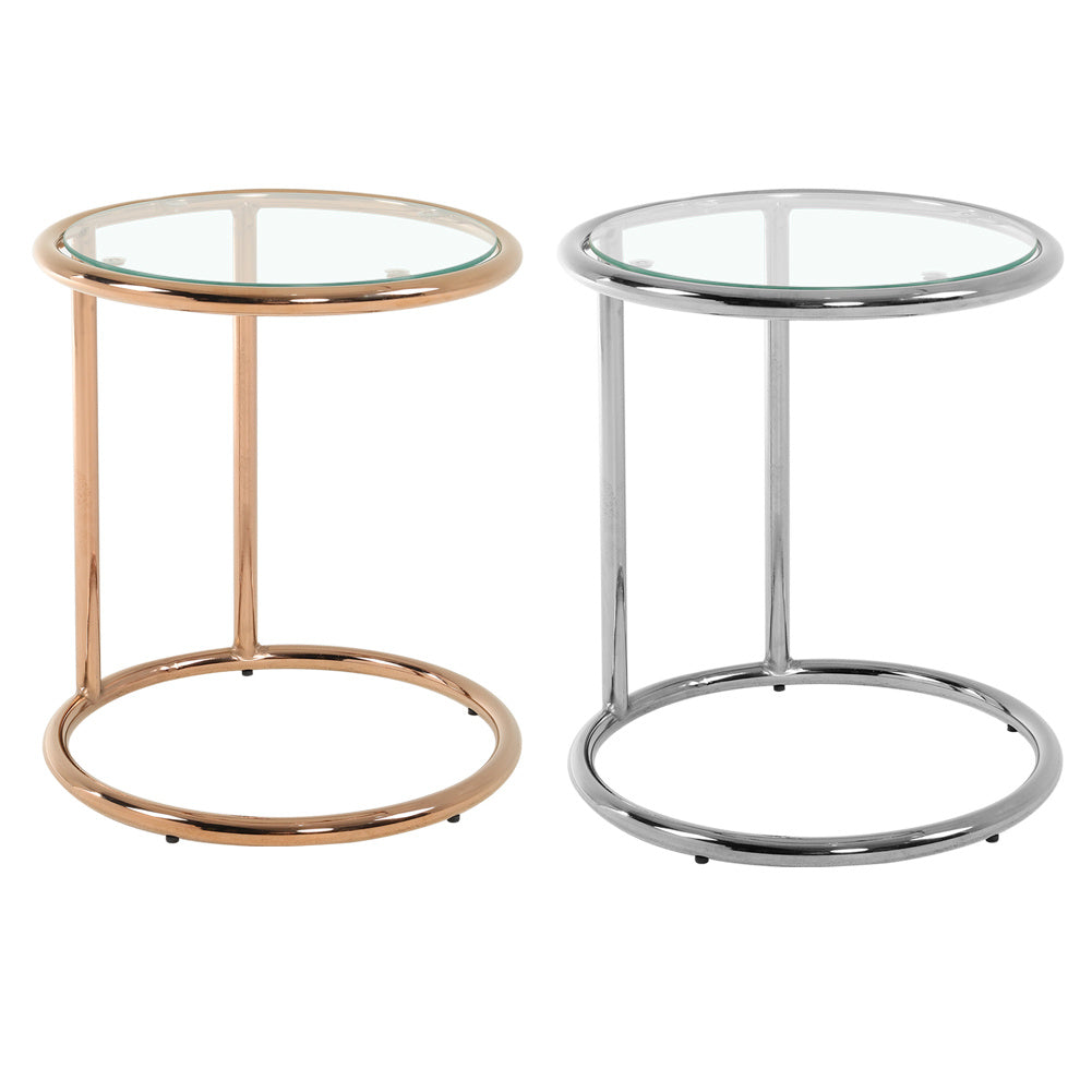 Dia.45cm Glass End & Side Table Furniture Living Room Round Sofa Table Tea Table End Table Living and Home 