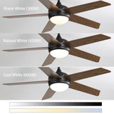 Wooden Blades Ceiling Fan with LED Lamp Light Dimmable & Remote 52Inch Ceiling Light Living and Home 