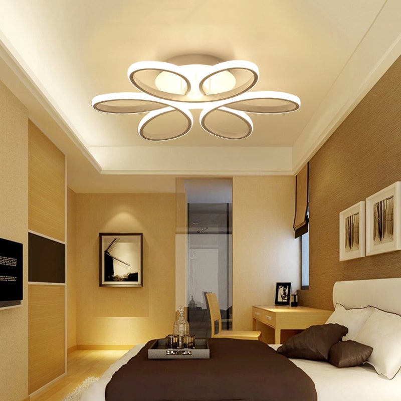 Floral 6 Rings Modern LED Ceiling Light Dimmable with Remote Control Ceiling Light Living and Home W 58 x L 58 cm 