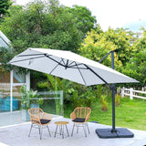 Copy of Light Grey 3 x 3 m Square Cantilever Parasol Outdoor Hanging Umbrella for Garden and Patio Parasols Living and Home Parasol + Cross Base + Petal Water Tank 