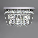 Chrome Finished Sqaure LED Ceiling Light with Luxury Crystal Ball Drops Ceiling Light Living and Home 