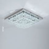 Double Layer Chrome Finished Square LED Ceiling Light with Luxury Crystal Ball Drops Ceiling Light Fixtures Living and Home 