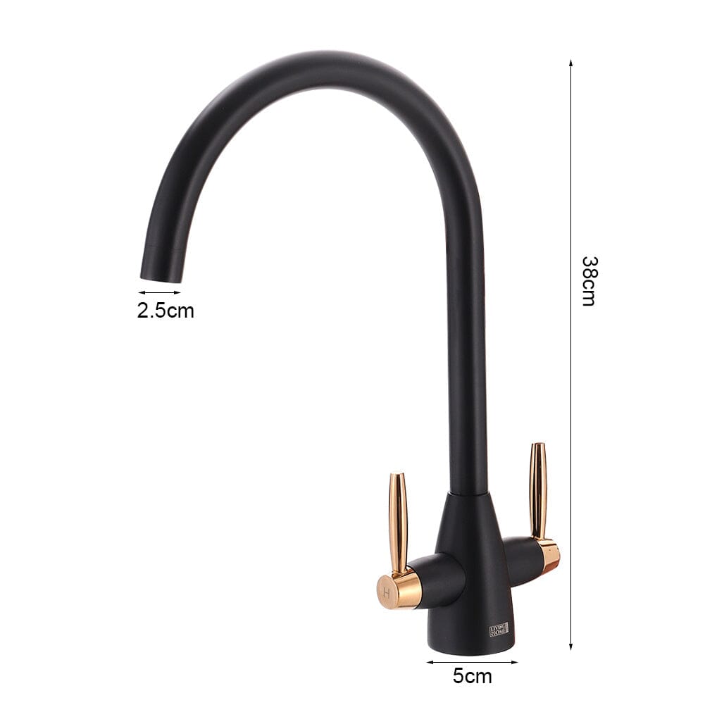 Stylish and Durable Twin Lever Monobloc Tap with Swivel Spout Kitchen Taps Living and Home 