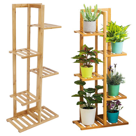 Wood Plant Flower Display Stand Bonsai Pot Shelf Storage Racking Bookcases & Standing Shelves Living and Home 