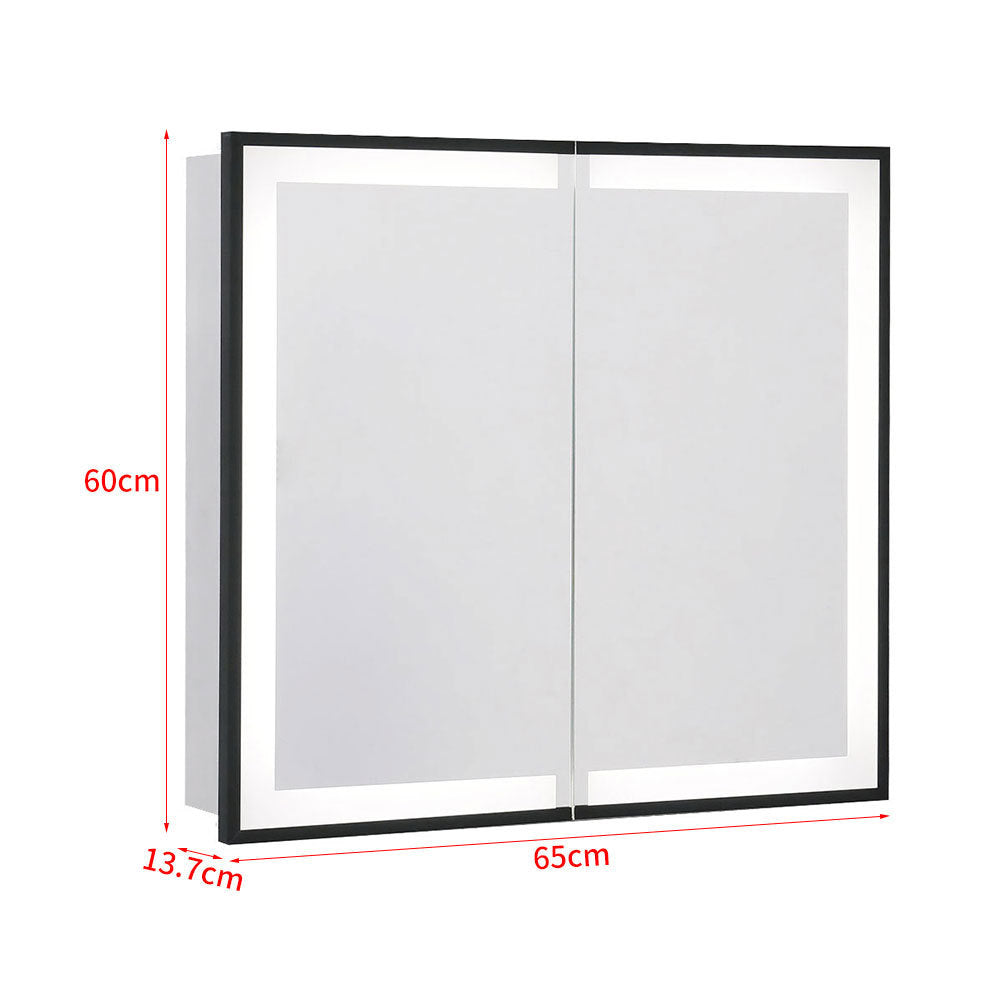 65W*60Hcm LED Mirror Cabinet Double Door Bathroom Mirror Cabinet Living and Home 