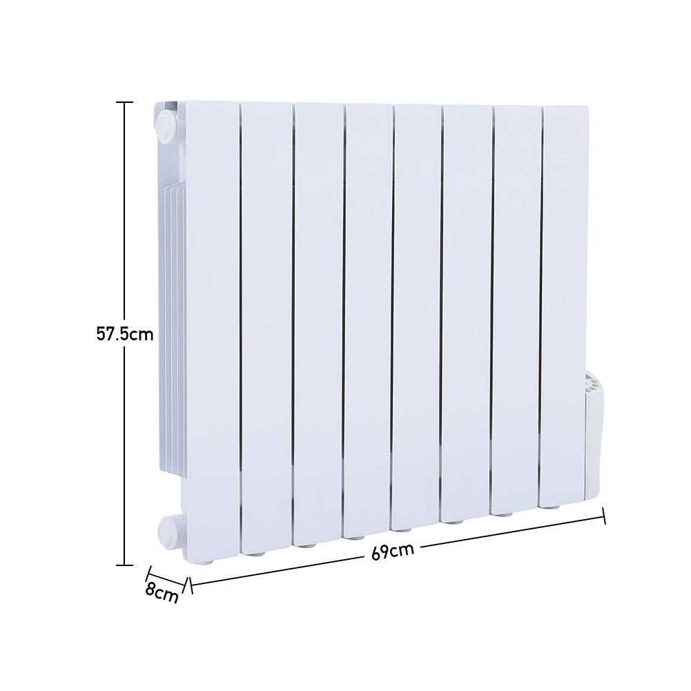 2000W Oil Filled Electric Radiator Heater Wall Mounted or Portable with LCD Thermostat Space Heaters Living and Home 1200W 690*575*80mm 