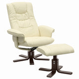 PU Leather Swivel Reclining Armchair with Footstool Lounge Chair and Footstool Living and Home Beige 