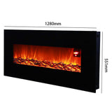 Black 50 Inch Wall Mounted Electric Fire with Log 1800W Electric Fireplace Wall Mounted Fireplaces Living and Home 