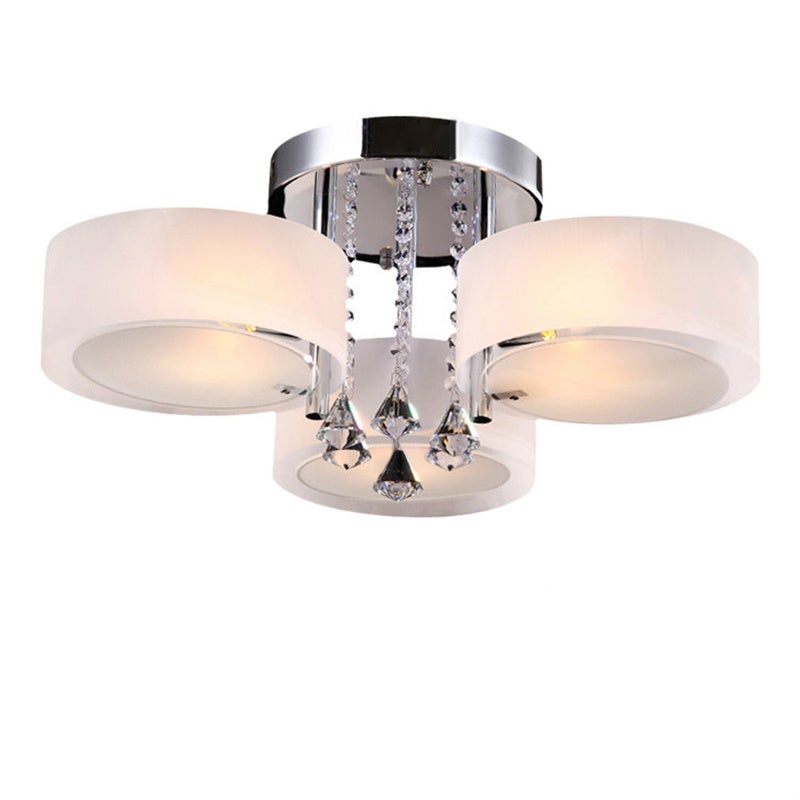 Ceiling Light Semi-Flush Mount , Cylindrical Acrylic Lampshades, Crystal Drops Ceiling Light Living and Home 