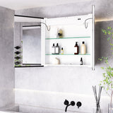 65W*60Hcm LED Mirror Cabinet Double Door Bathroom Mirror Cabinet Living and Home 