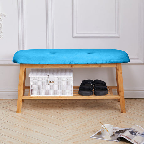 Shoe Bench Bamboo 2 Tier with Shoe Storage Rack Bench Living and Home 