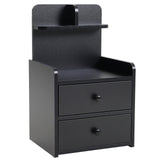 Minimalist Black Wooden Bedside Table with Drawers Cabinets Living and Home 