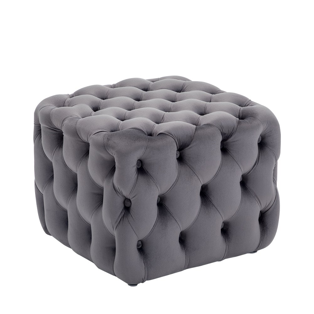 Square Velvet Tufted Cushions Footstool Cocktail Ottoman Pouf Footstool Living and Home 