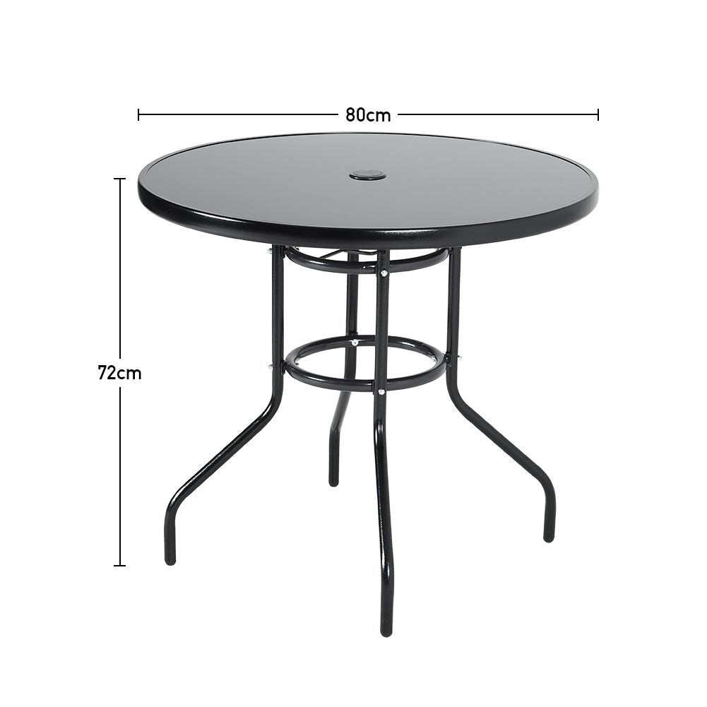 Outdoor Round Dining Set Tempered Glass Table and Rattan Chairs GARDEN DINING SETS Living and Home 