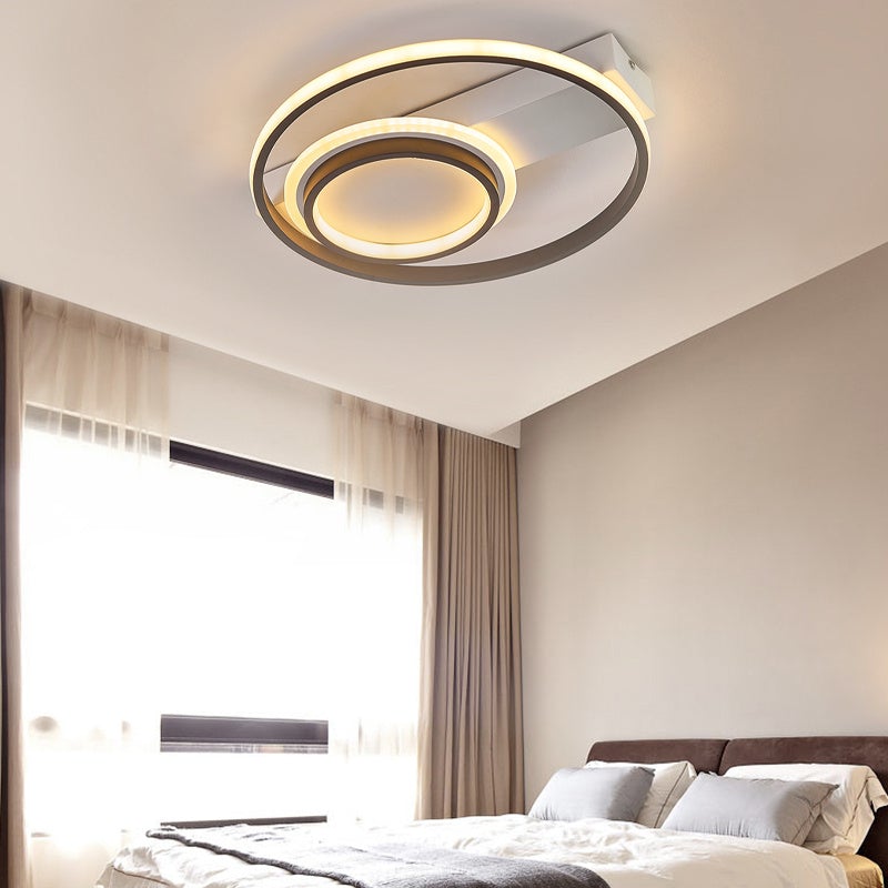 Modern LED Ceiling Light with 2 Circular Rings in Black Dimmable/Non-Dimmable Ceiling Light Living and Home 