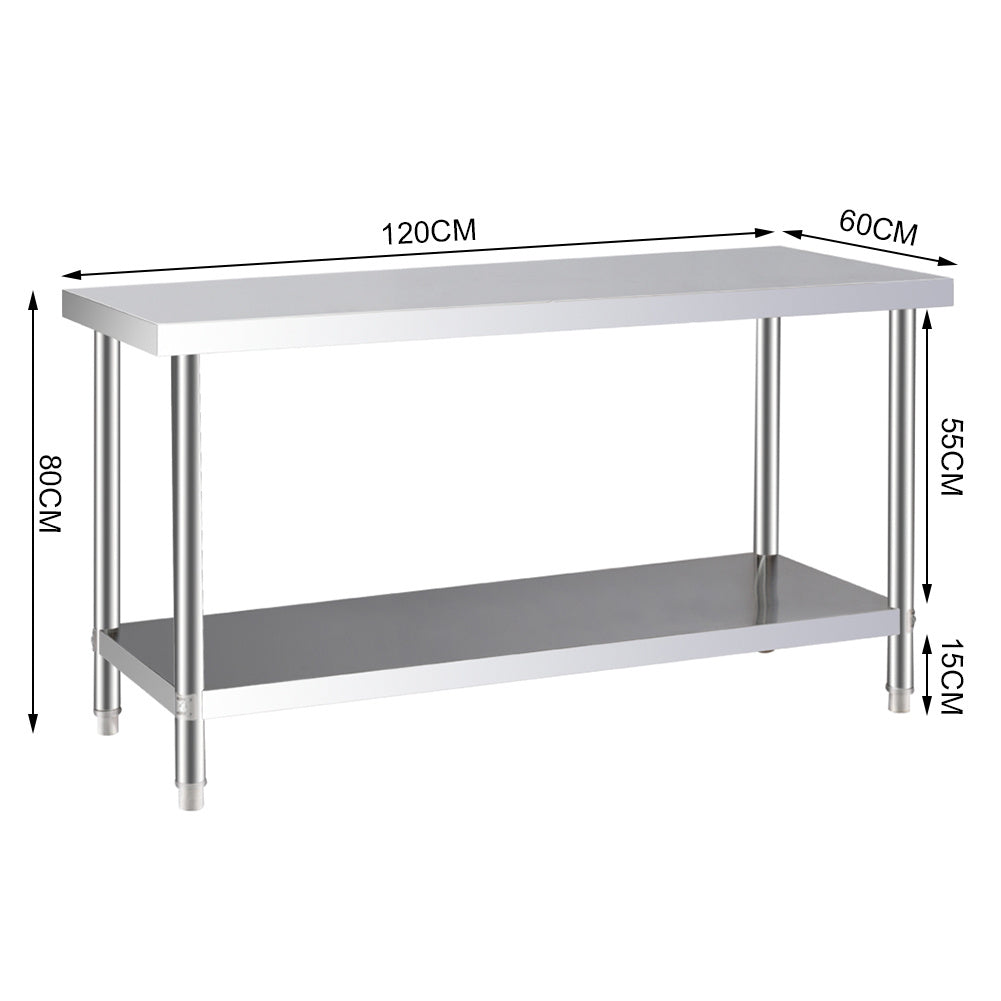 2 Tier Commercial Kitchen Prep & Work Stainless Steel Table Kitchen & Dining Room Tables Living and Home 