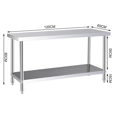 2 Tier Commercial Kitchen Prep & Work Stainless Steel Table Kitchen & Dining Room Tables Living and Home 