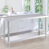 2 Tiers Commercial Kitchen Prep & Work Stainless Steel Table Kitchen Carts & Trolleys Living and Home 