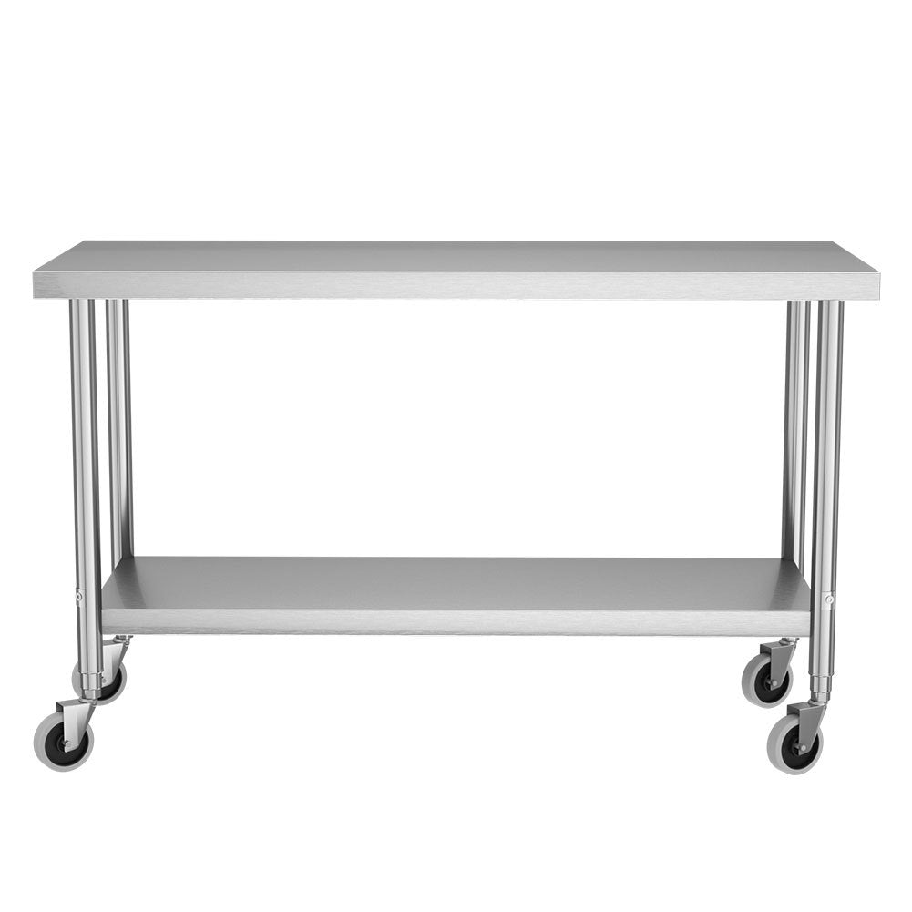 2 Tiers Commercial Kitchen Prep & Work Stainless Steel Table Kitchen Carts & Trolleys Living and Home 