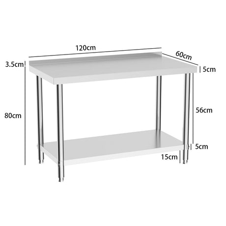 2 Tier Commercial Kitchen Prep & Work Stainless Steel Table Kitchen & Dining Room Tables Living and Home 