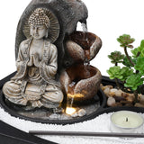 Buddha Zen Tabletop Fountain with LED Light, Tealight Holder and Succulent Fountains & Waterfalls Living and Home 