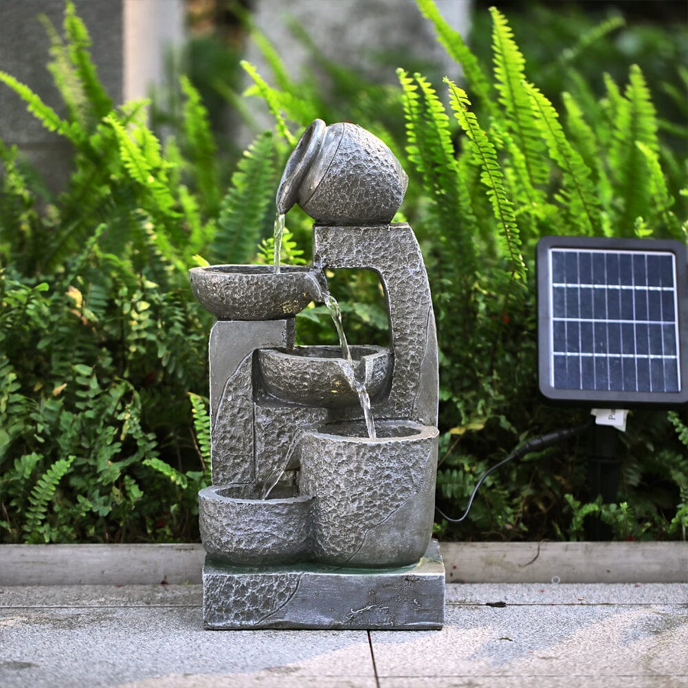 Cascade Solar-powered Water Fountain for Outdoors Fountains Living and Home 