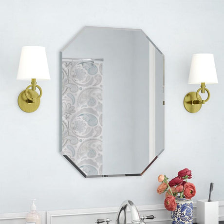 Wall Mounted Mirror with Beveled Edge for Bathroom Vanity Entryway Living Room Bathroom Mirrors Living and Home 