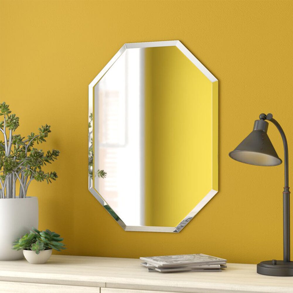 Wall Mounted Mirror with Beveled Edge for Bathroom Vanity Entryway Living Room Bathroom Mirrors Living and Home 