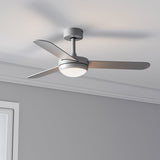 Silver 3 Blade Ceiling Fan with LED Lamp & Remote Control 42Inch Ceiling Light Living and Home 